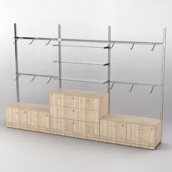 Пристенная торговая система Bazic №4 без задней стенки с тумбами Т-15 и Т-13 (3600мм), Дуб Сонома