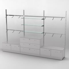 Пристенная торговая система Bazic №4 без задней стенки с тумбами Т-15 и Т-13 (3600мм), Серый