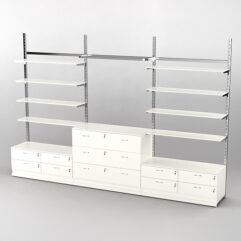 Пристенная торговая система Bazic №5 без задней стенки с тумбами Т-14 и Т-13 (3600мм), Белый