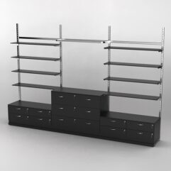 Пристенная торговая система Bazic №5 без задней стенки с тумбами Т-14 и Т-13 (3600мм), Черный