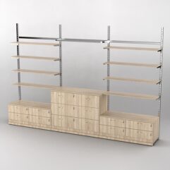 Пристенная торговая система Bazic №5 без задней стенки с тумбами Т-14 и Т-13 (3600мм), Дуб Сонома