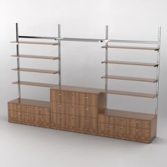 Пристенная торговая система Bazic №5 без задней стенки с тумбами Т-14 и Т-13 (3600мм), Орех