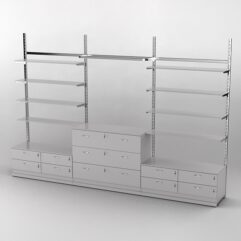 Пристенная торговая система Bazic №5 без задней стенки с тумбами Т-14 и Т-13 (3600мм), Серый