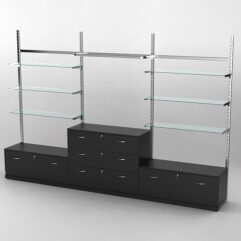 Пристенная торговая система Bazic №6 без задней стенки с тумбами Т-11 и Т-13 (3600мм), Черный