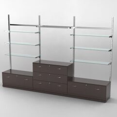 Пристенная торговая система Bazic №6 без задней стенки с тумбами Т-11 и Т-13 (3600мм), Дуб Венге