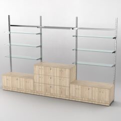 Пристенная торговая система Bazic №6 без задней стенки с тумбами Т-11 и Т-13 (3600мм), Дуб Сонома