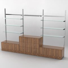 Пристенная торговая система Bazic №6 без задней стенки с тумбами Т-11 и Т-13 (3600мм), Орех