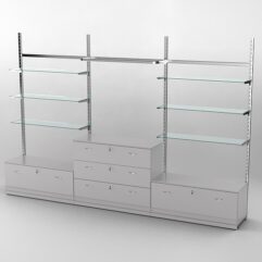 Пристенная торговая система Bazic №6 без задней стенки с тумбами Т-11 и Т-13 (3600мм), Серый