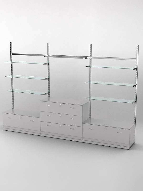 Пристенная торговая система Bazic №6 без задней стенки с тумбами Т-11 и Т-13 (3600мм), Серый