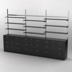 Пристенная торговая система Bazic №7 без задней стенки с тумбами Т-13 (3600мм), Черный