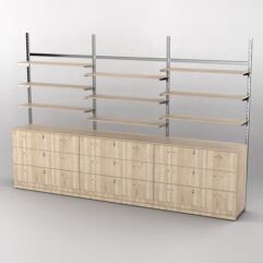 Пристенная торговая система Bazic №7 без задней стенки с тумбами Т-13 (3600мм), Дуб Сонома