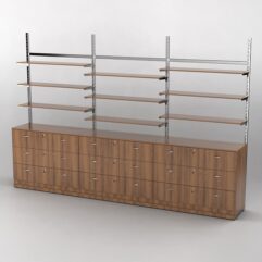 Пристенная торговая система Bazic №7 без задней стенки с тумбами Т-13 (3600мм), Орех