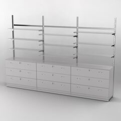 Пристенная торговая система Bazic №7 без задней стенки с тумбами Т-13 (3600мм), Серый