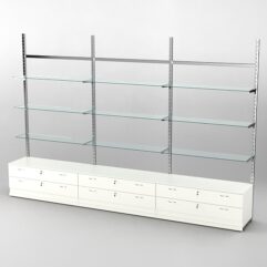 Пристенная торговая система Bazic №8 без задней стенки с тумбами Т-12 (3600мм), Белый