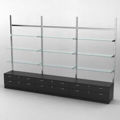 Пристенная торговая система Bazic №8 без задней стенки с тумбами Т-12 (3600мм), Черный
