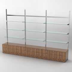 Пристенная торговая система Bazic №8 без задней стенки с тумбами Т-12 (3600мм), Орех