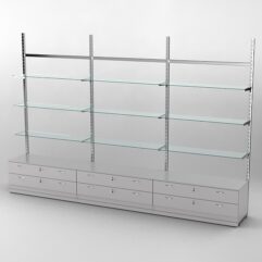 Пристенная торговая система Bazic №8 без задней стенки с тумбами Т-12 (3600мм), Серый