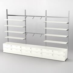 Пристенная торговая система Bazic №9 без задней стенки с тумбами Т-14 (3600мм), Белый