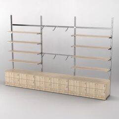 Пристенная торговая система Bazic №9 без задней стенки с тумбами Т-14 (3600мм), Дуб Сонома