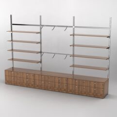 Пристенная торговая система Bazic №9 без задней стенки с тумбами Т-14 (3600мм), Орех