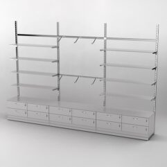 Пристенная торговая система Bazic №9 без задней стенки с тумбами Т-14 (3600мм), Серый