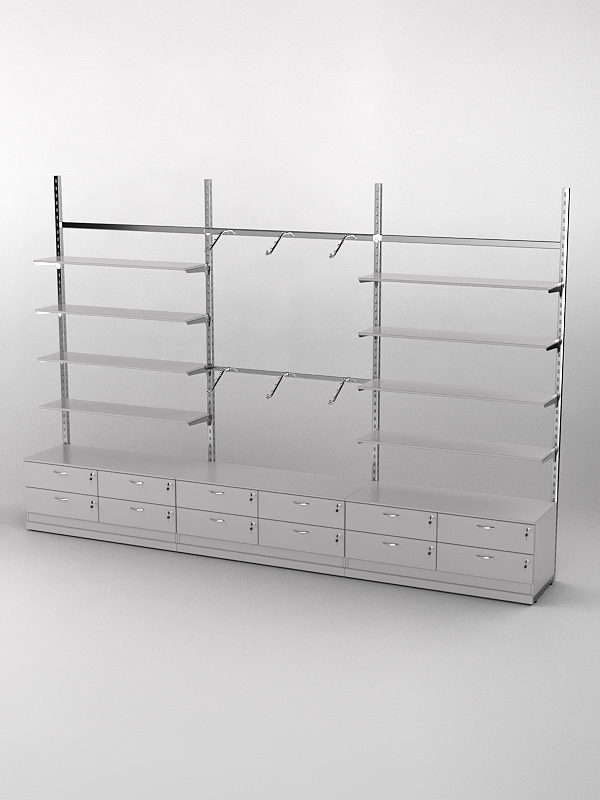 Пристенная торговая система Bazic №9 без задней стенки с тумбами Т-14 (3600мм), Серый