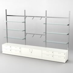 Пристенная торговая система Bazic №10 без задней стенки с тумбами Т-14 и Т-21 (3600мм), Белый