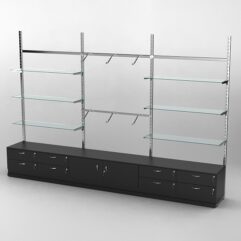 Пристенная торговая система Bazic №10 без задней стенки с тумбами Т-14 и Т-21 (3600мм), Черный