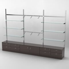 Пристенная торговая система Bazic №10 без задней стенки с тумбами Т-14 и Т-21 (3600мм), Дуб Венге