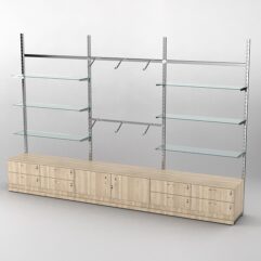 Пристенная торговая система Bazic №10 без задней стенки с тумбами Т-14 и Т-21 (3600мм), Дуб Сонома