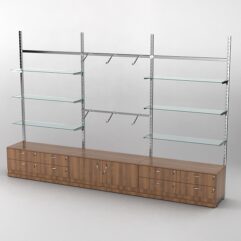 Пристенная торговая система Bazic №10 без задней стенки с тумбами Т-14 и Т-21 (3600мм), Орех