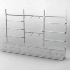 Пристенная торговая система Bazic №10 без задней стенки с тумбами Т-14 и Т-21 (3600мм), Серый