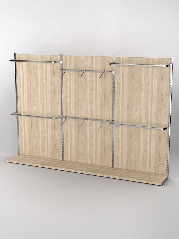 Пристенная торговая система Bazic №1 с задней стенкой (3600мм), Дуб Сонома