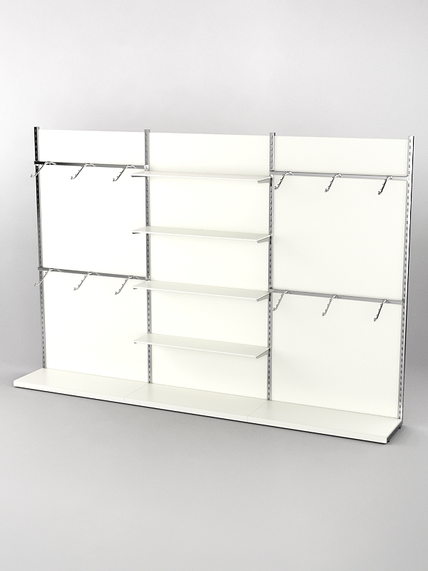 Пристенная торговая система Bazic №3 с задней стенкой (3600мм), Белый