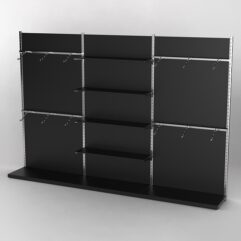 Пристенная торговая система Bazic №3 с задней стенкой (3600мм), Черный