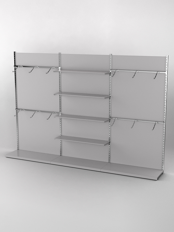 Пристенная торговая система Bazic №3 с задней стенкой (3600мм), Серый