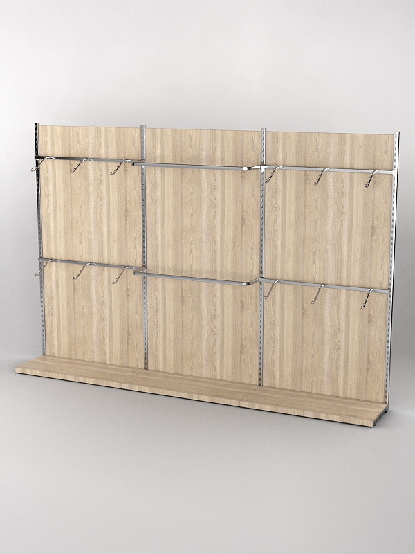 Пристенная торговая система Bazic №2 с задней стенкой (3600мм), Дуб Сонома