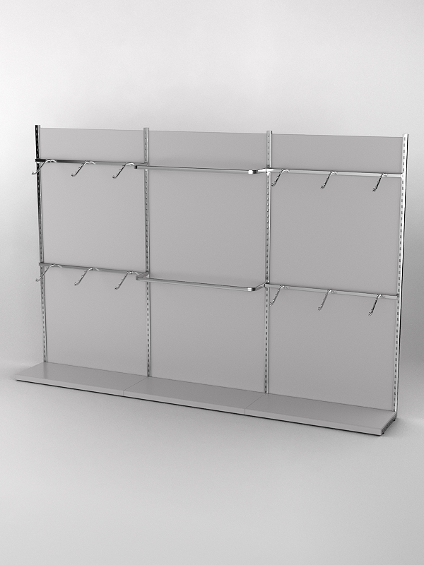 Пристенная торговая система Bazic №2 с задней стенкой (3600мм), Серый