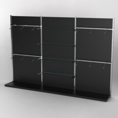 Пристенная торговая система Bazic №4 с задней стенкой (3600мм), Черный