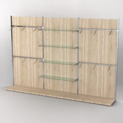 Пристенная торговая система Bazic №4 с задней стенкой (3600мм), Дуб Сонома