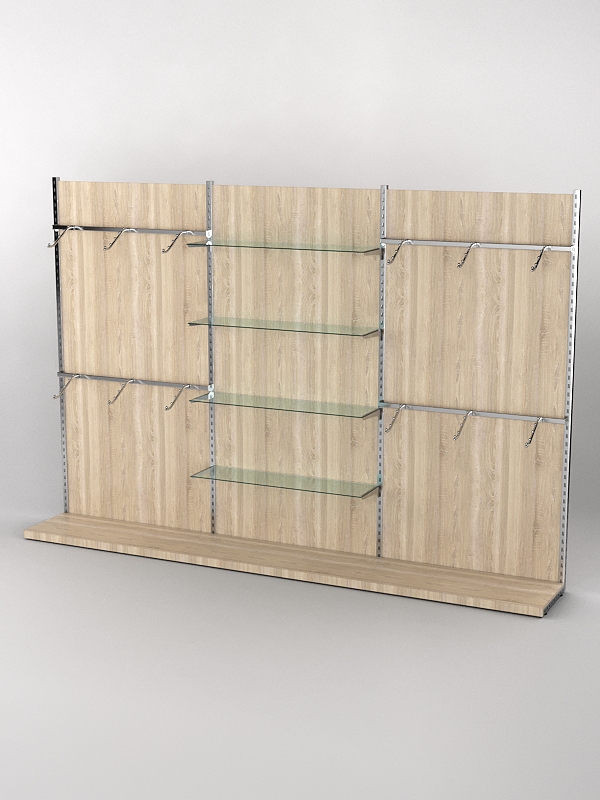 Пристенная торговая система Bazic №4 с задней стенкой (3600мм), Дуб Сонома