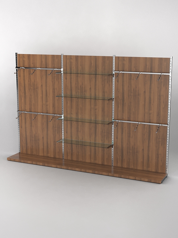 Пристенная торговая система Bazic №4 с задней стенкой (3600мм), Орех