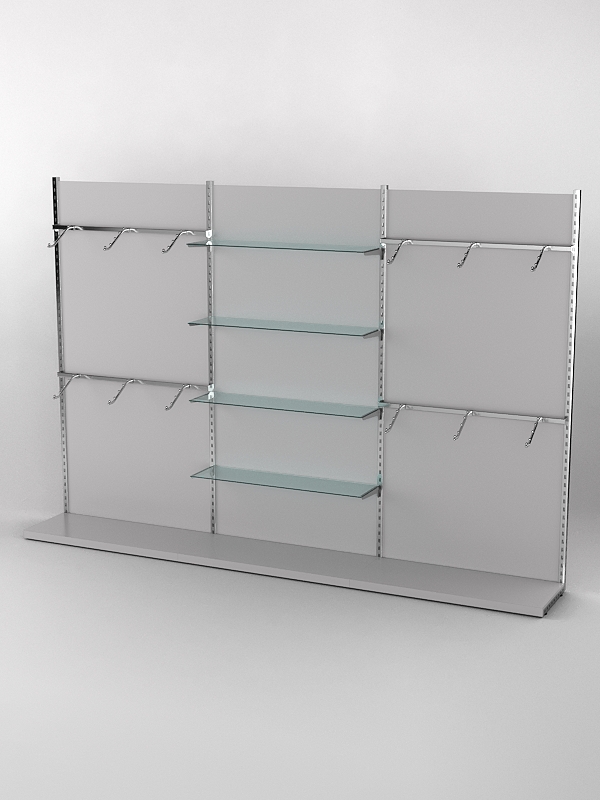 Пристенная торговая система Bazic №4 с задней стенкой (3600мм), Серый