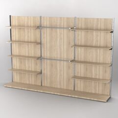 Пристенная торговая система Bazic №5 с задней стенкой (3600мм), Дуб Сонома