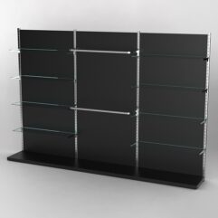 Пристенная торговая система Bazic №6 с задней стенкой (3600мм), Черный