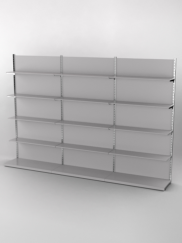 Пристенная торговая система Bazic №7 с задней стенкой (3600мм), Серый