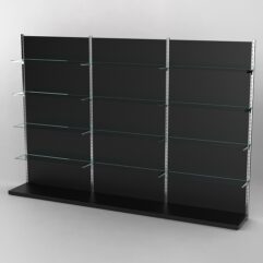 Пристенная торговая система Bazic №8 с задней стенкой (3600мм), Черный