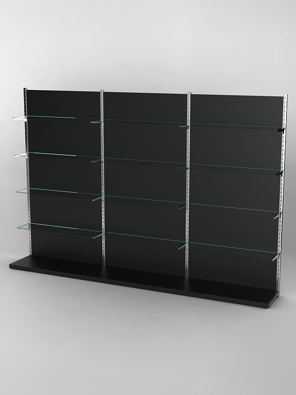 Пристенная торговая система Bazic №8 с задней стенкой (3600мм), Черный