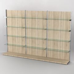 Пристенная торговая система Bazic №8 с задней стенкой (3600мм), Дуб Сонома