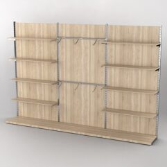 Пристенная торговая система Bazic №9 с задней стенкой (3600мм), Дуб Сонома